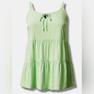 Gently Used - Torrid - Rayon Slub Tiered Tie Front Cami - Green - Size 3 (22/24)